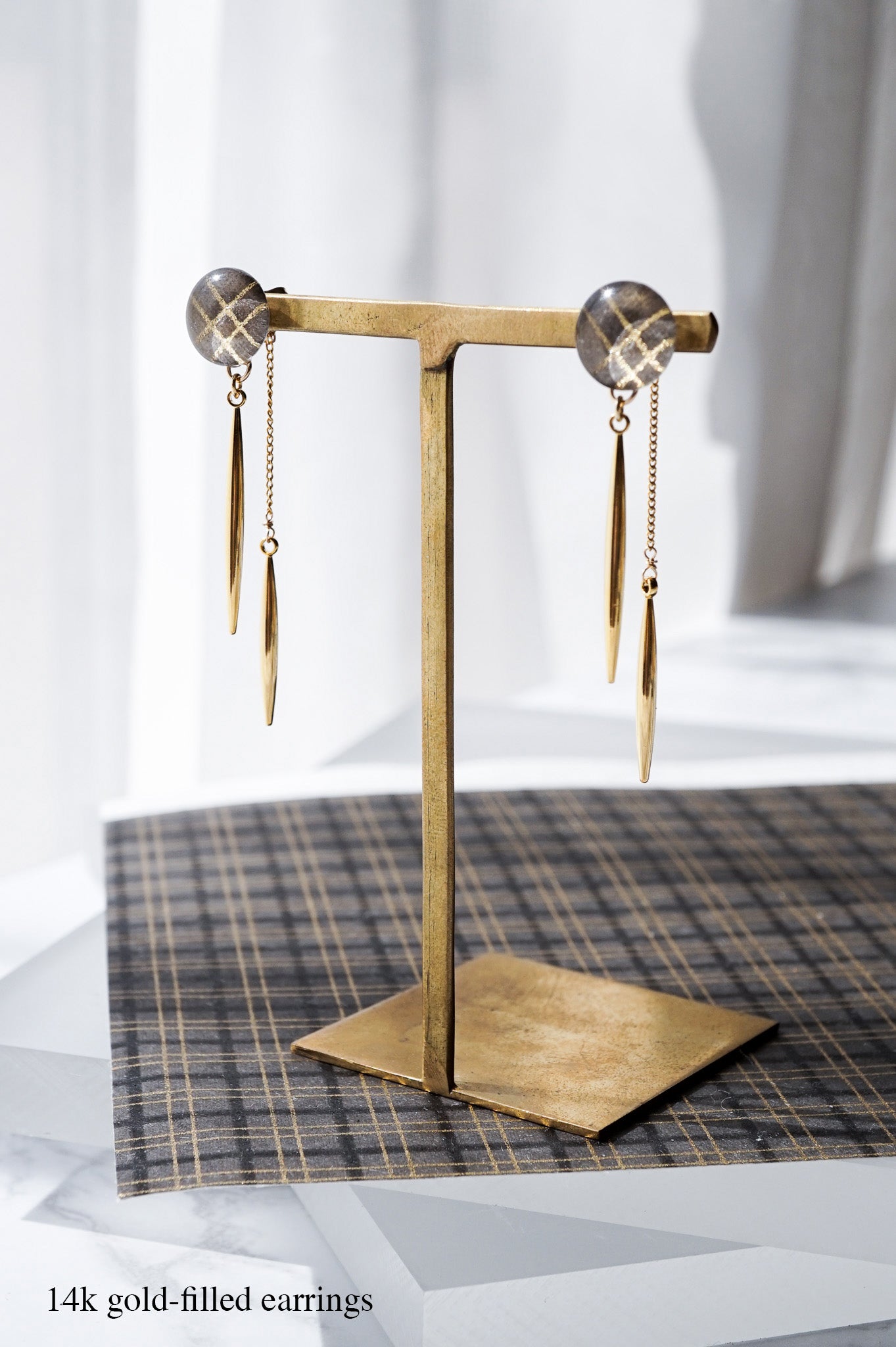Icicle Earrings - Double Stripe Grid