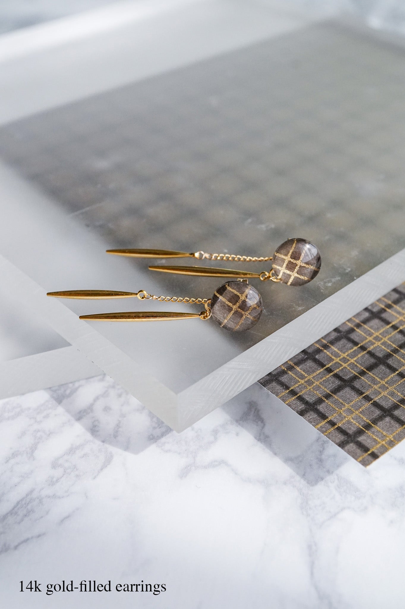Icicle Earrings - Double Stripe Grid
