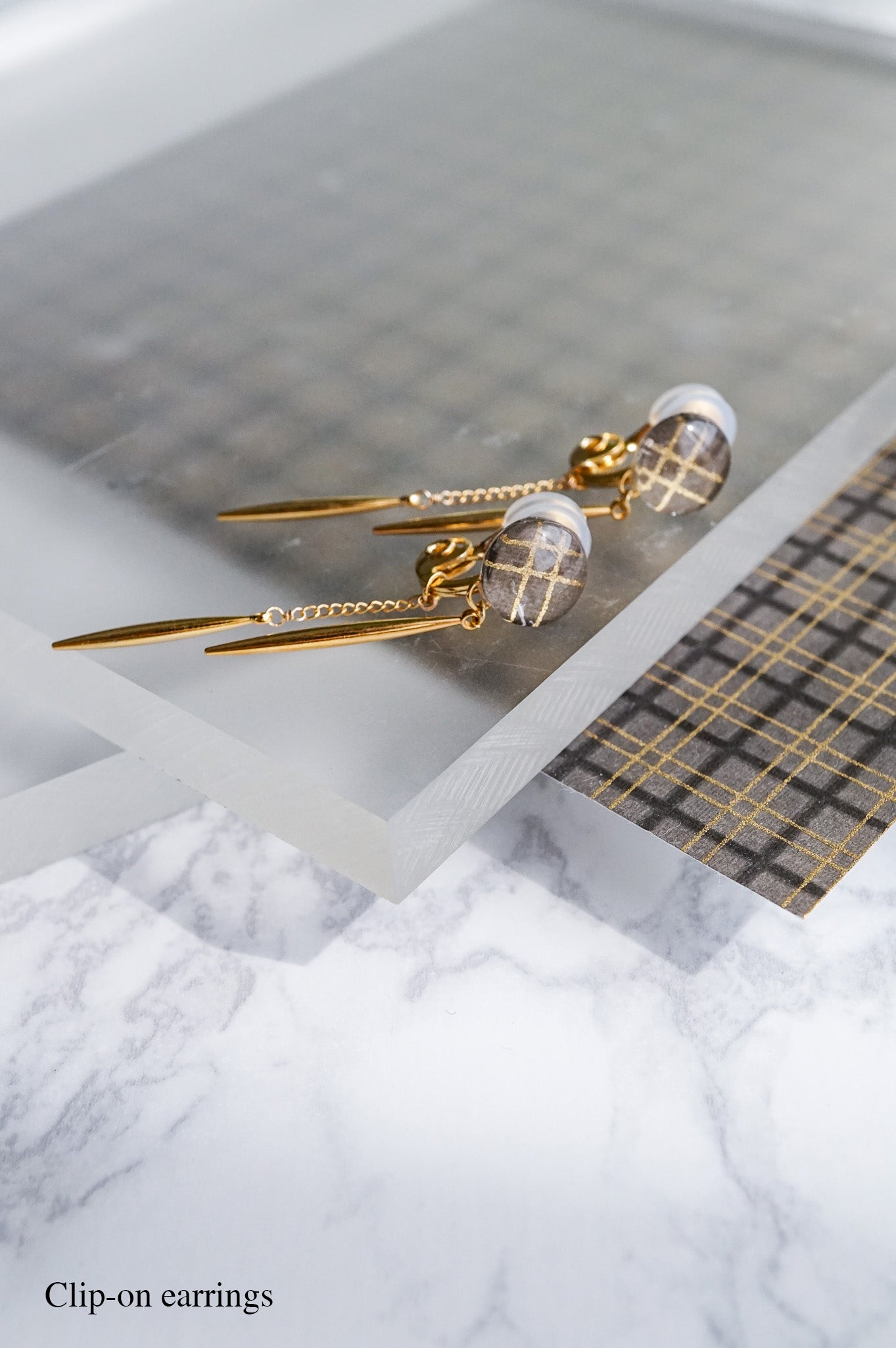 Icicle Earrings - Double Stripe Grid