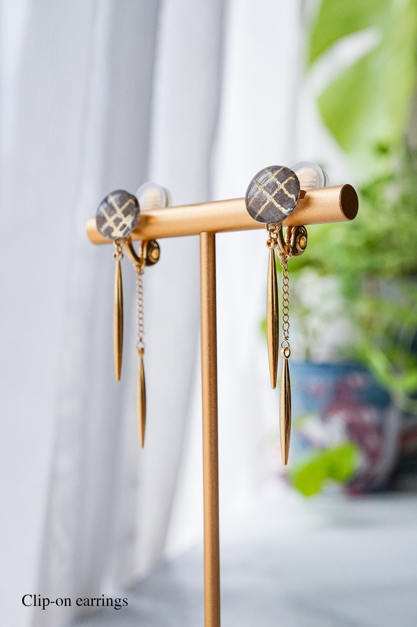 Icicle Earrings - Double Stripe Grid