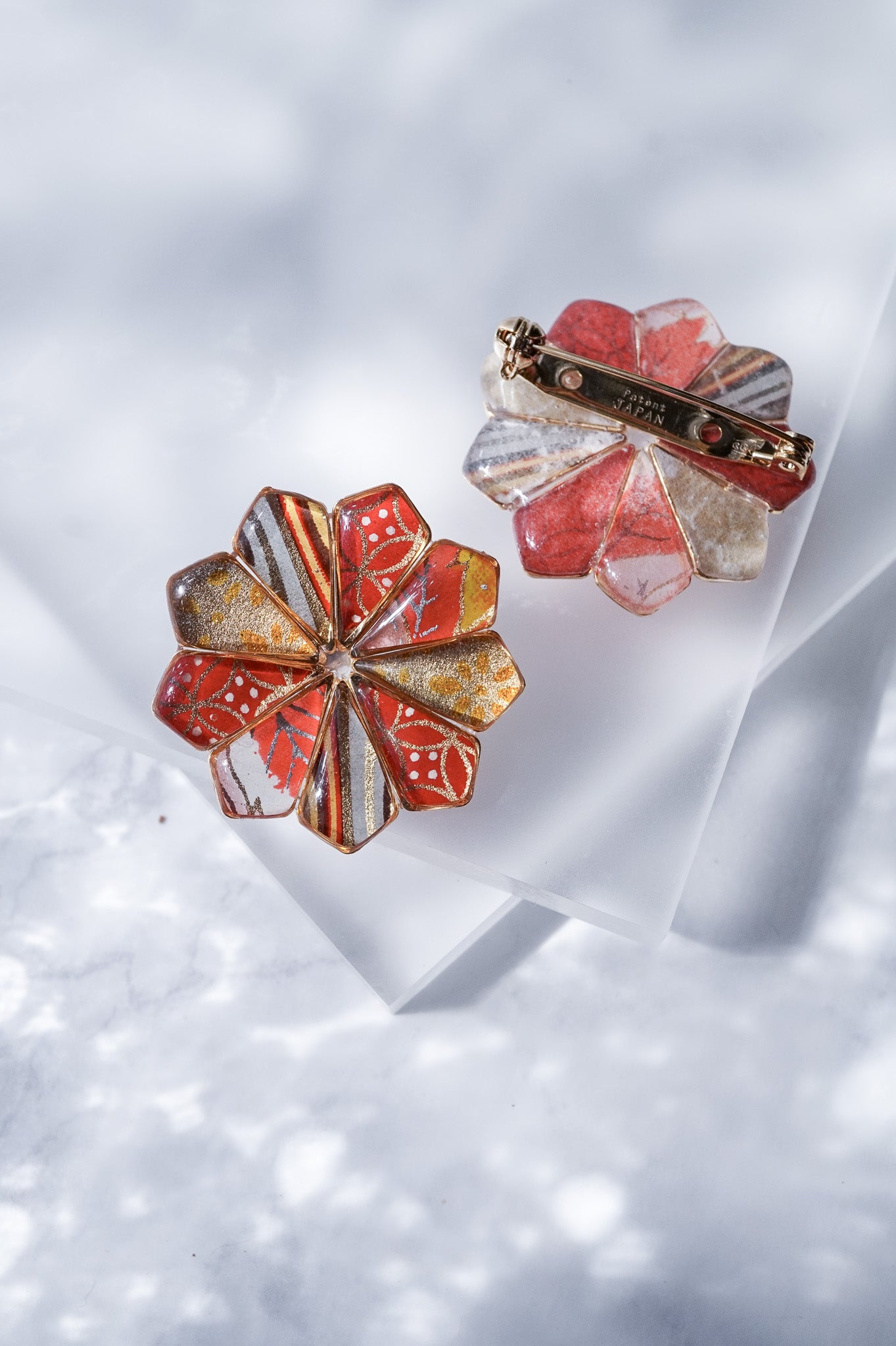Star Flower Brooch - Madder Red-