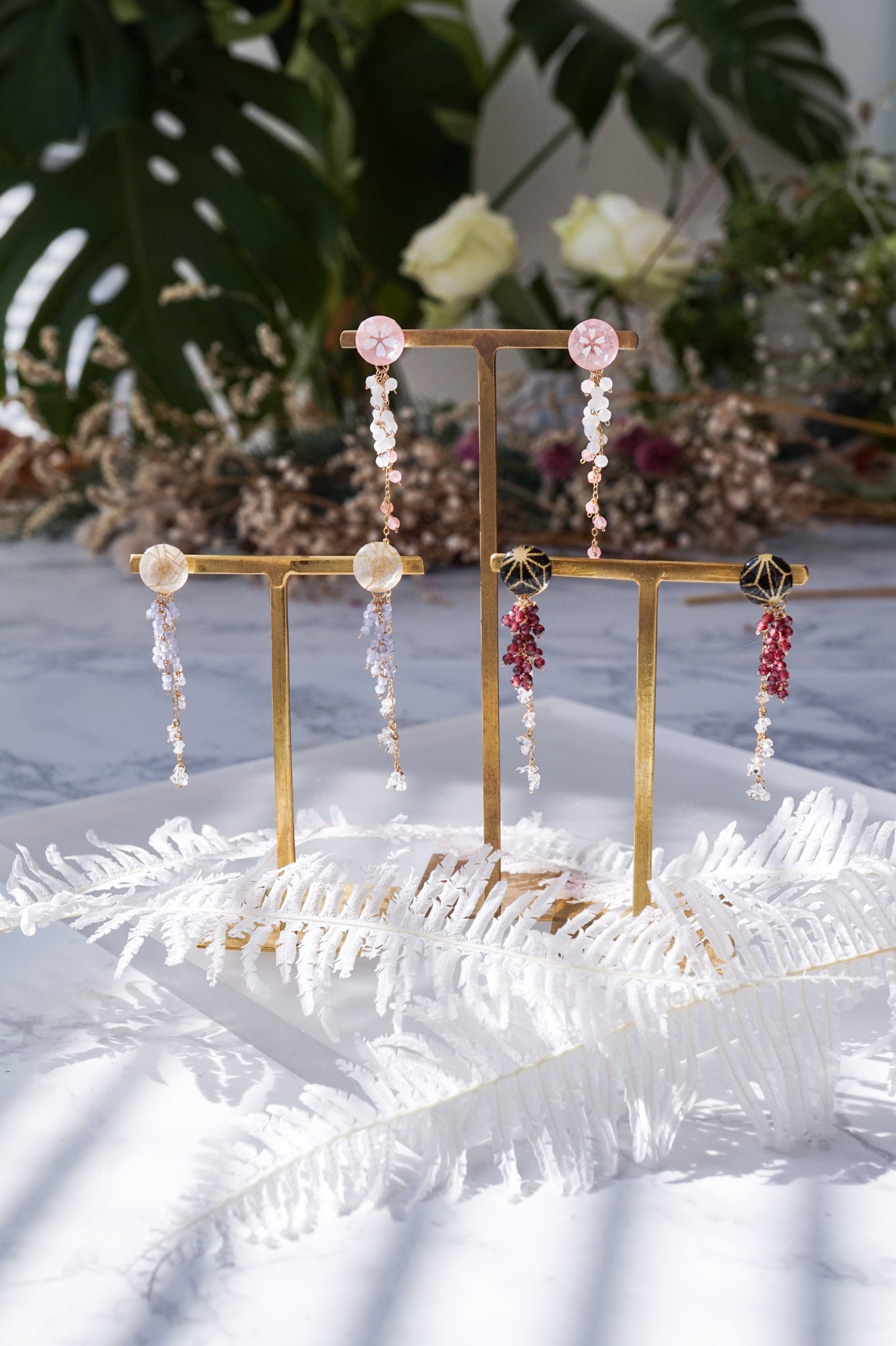 Koyuki earrings - small cherry blossoms (pink)