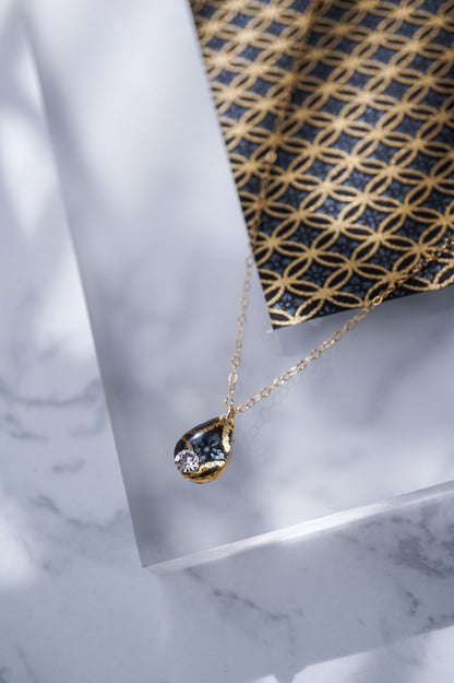 Morning dew necklace - Floral cloisonné