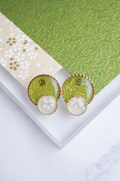 Kumi Circle Earrings - Pine Needles