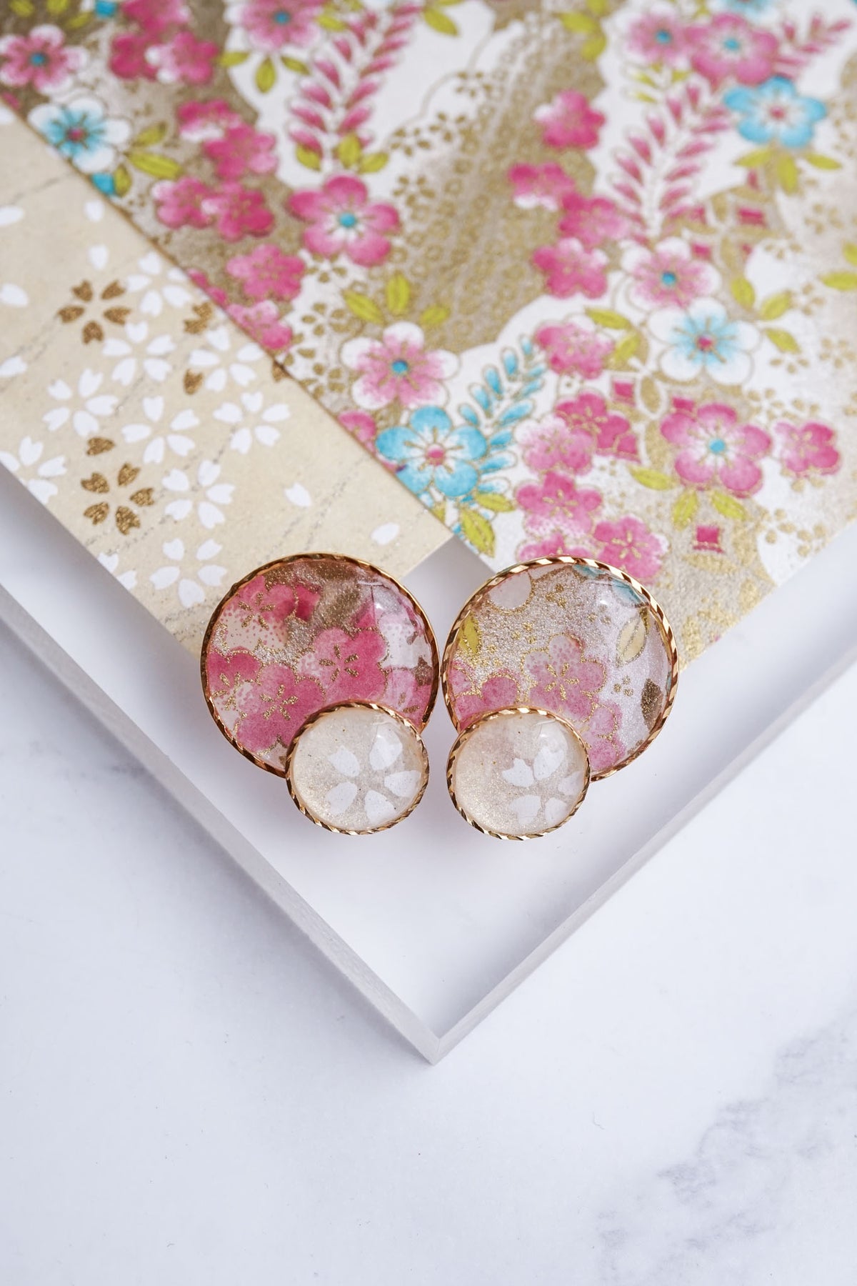 Kumi Circle Earrings - Plum Blossom (Pink)