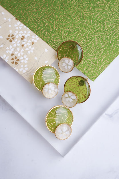 Kumi Circle Earrings - Pine Needles