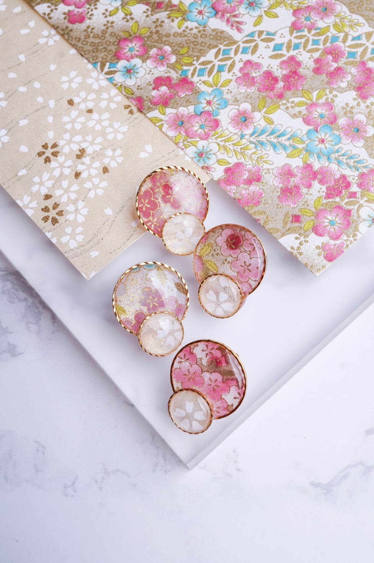 Kumi Circle Earrings - Plum Blossom (Pink)