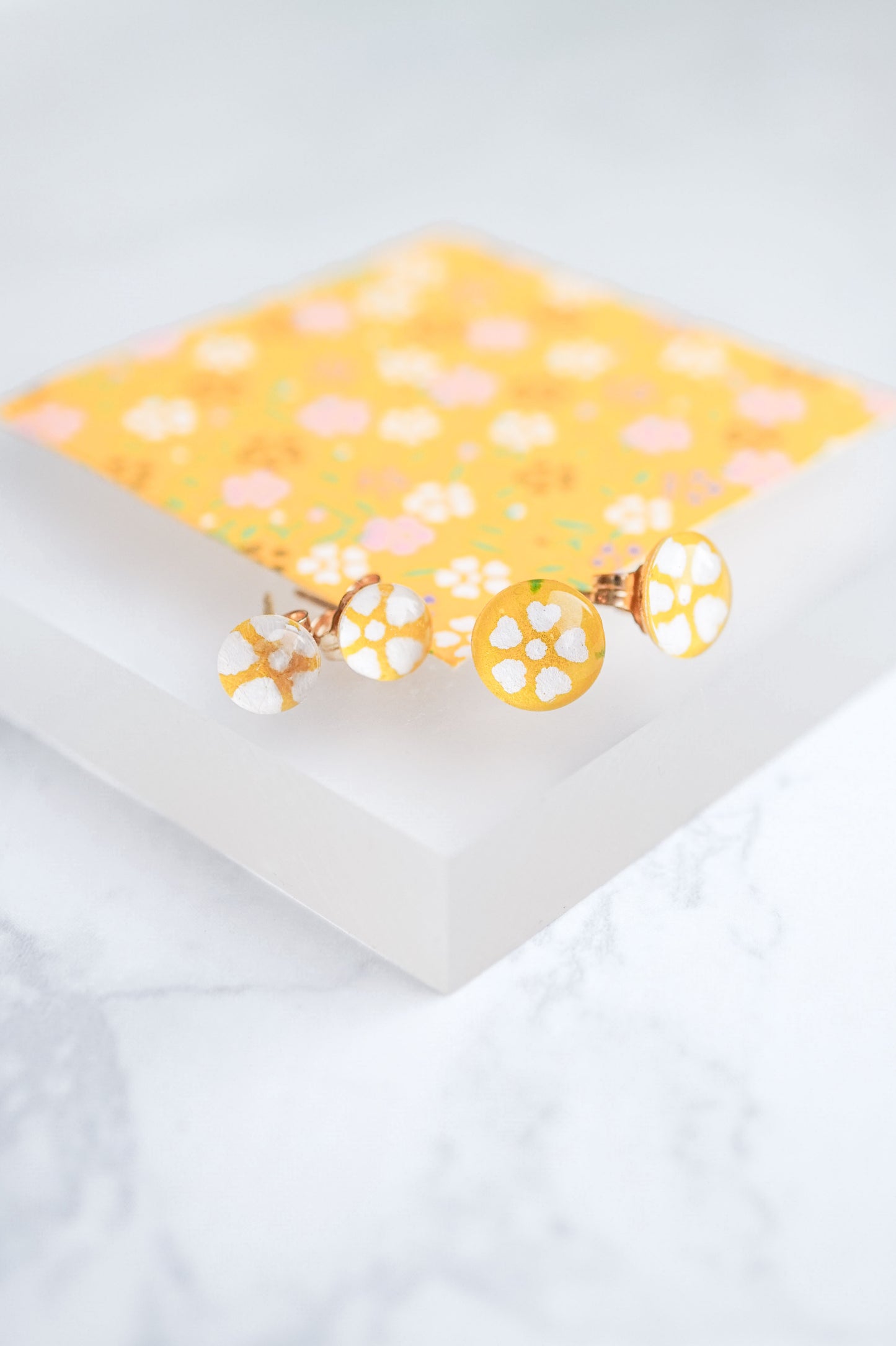 Stud Earrings - Dianthus (Yellow)