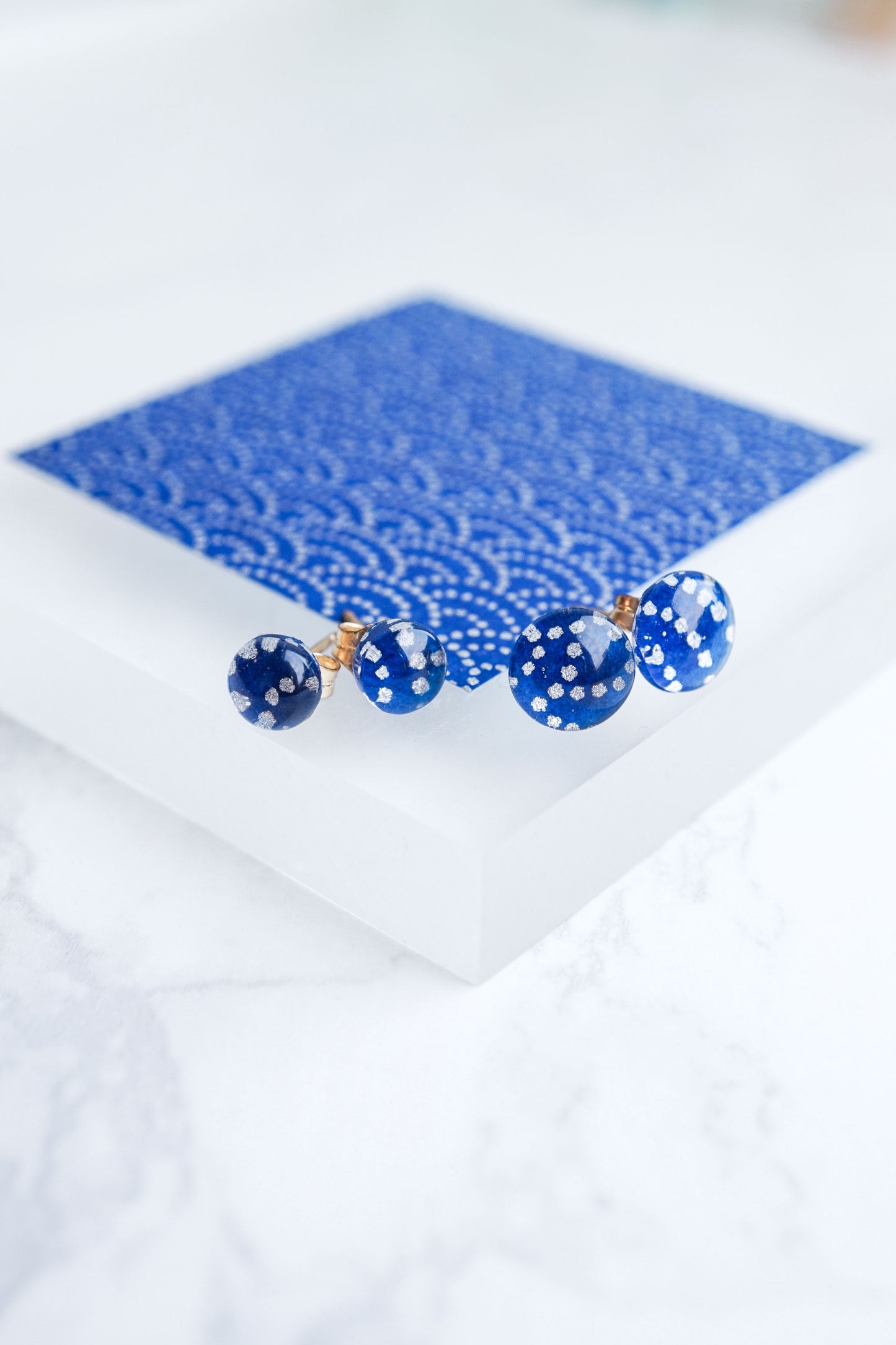 Stud Earrings - Seigaiha (Ultramarine)