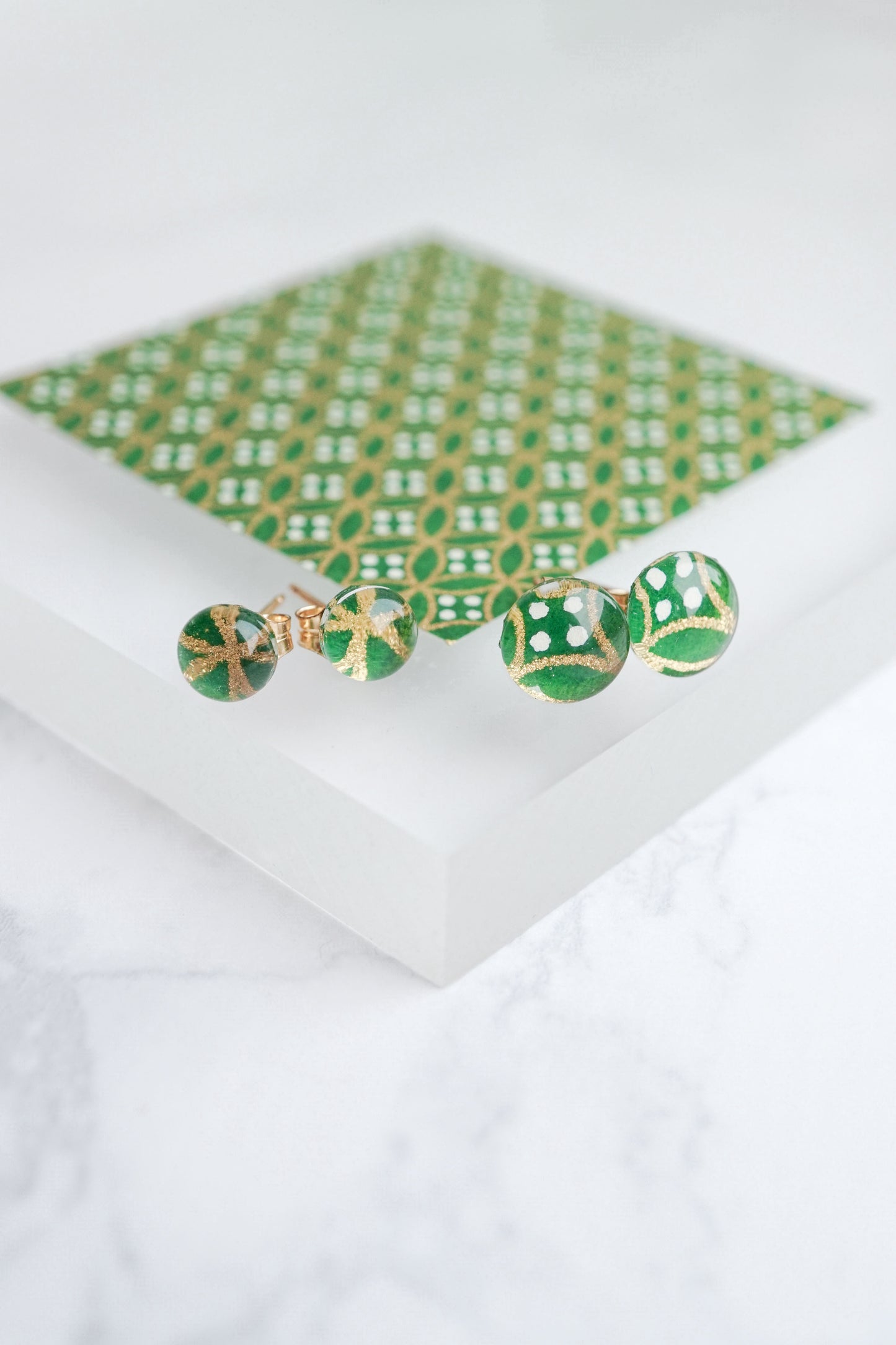 Stud Earrings - Shippo (Green)