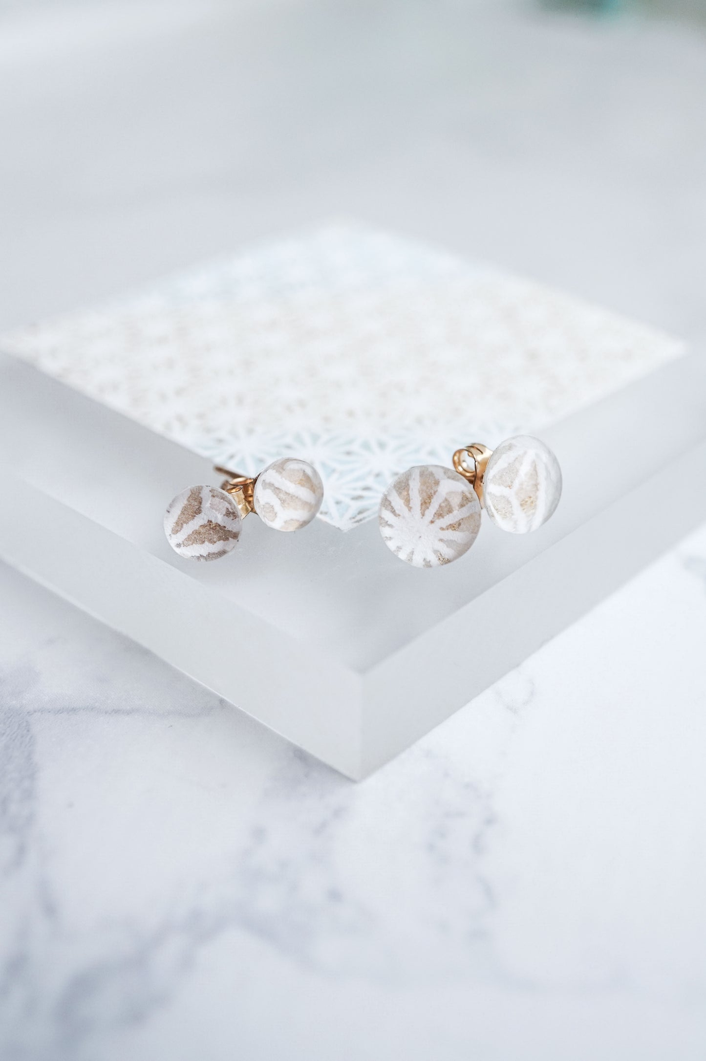 Stud Earrings - Hemp Leaf (White)