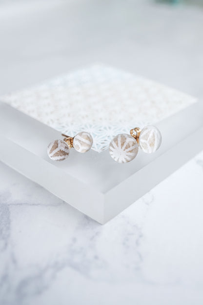 Stud Earrings - Hemp Leaf (White)