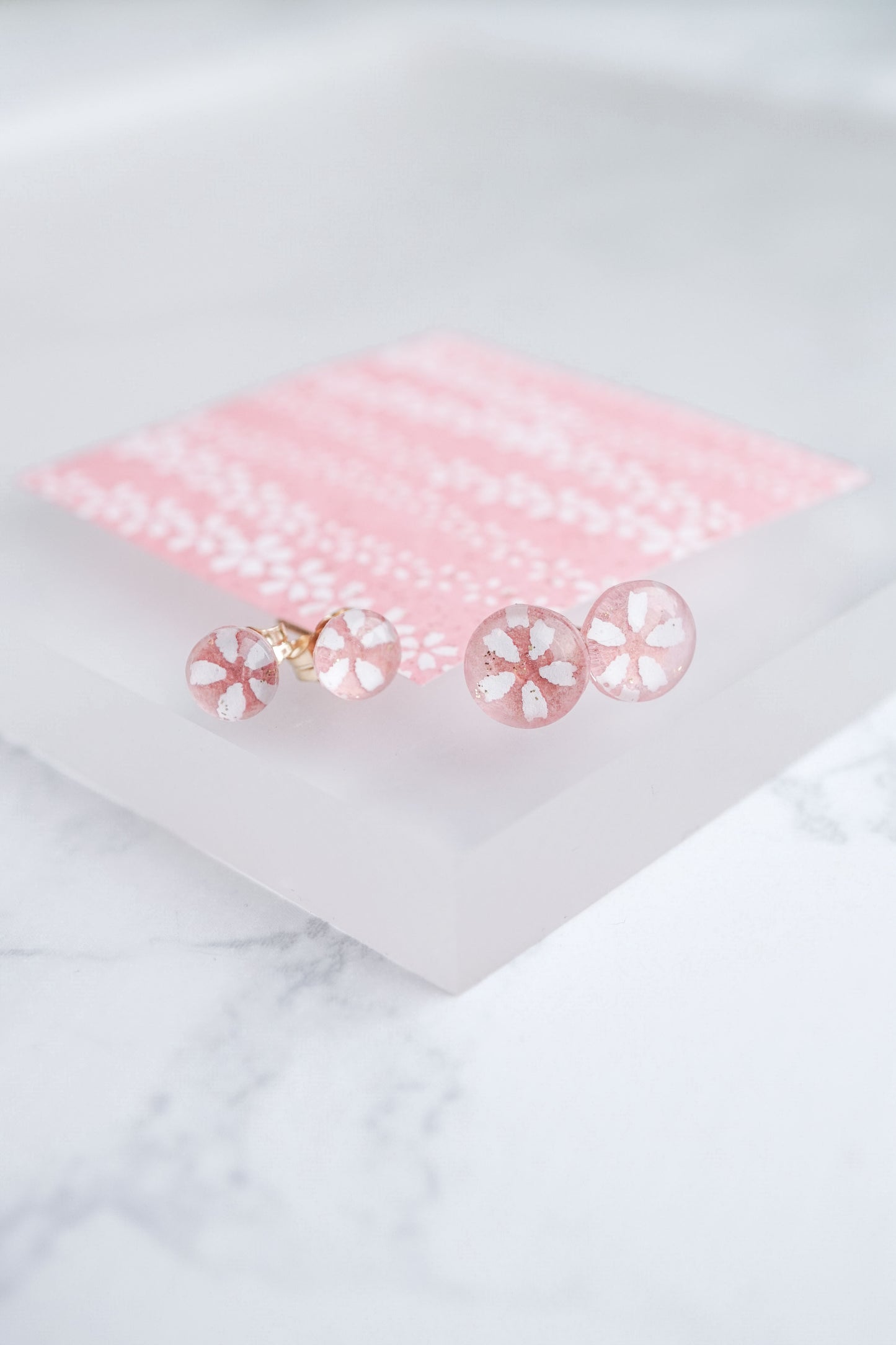Stud Earrings - Tiny Sakura (Pink)