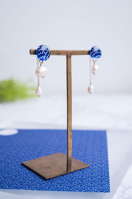 Koharu Earrings -Hemp Leaf (Light Blue)-