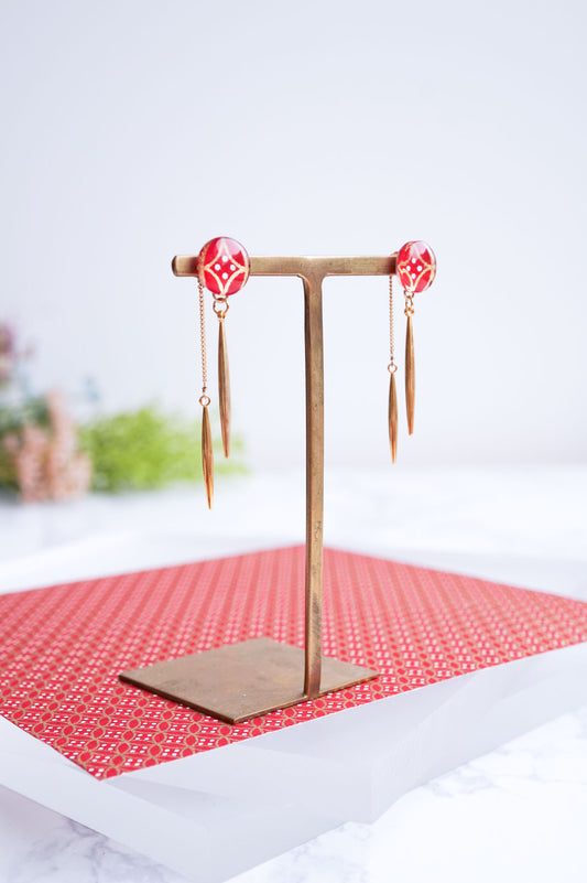Icicle Earrings - Shippo (Red)