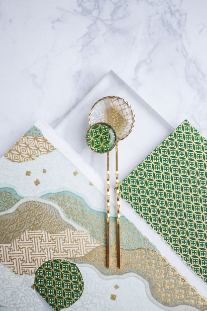 Moonflower Hairpin -Shippo (Green)