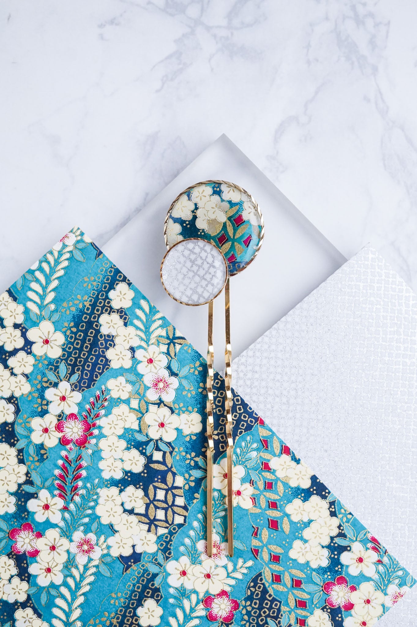 Moonflower Hairpin -Plum Blossom (Turquoise Blue)
