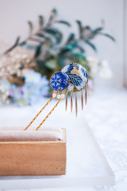Starry Night Hairpin - Withered Leaves (Blue)