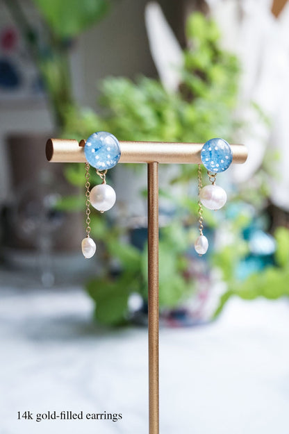 Koharu Earrings -Hemp Leaf (Light Blue)-