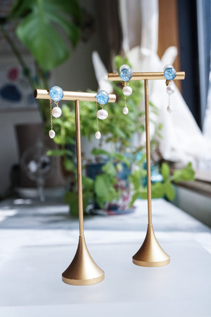 Koharu Earrings -Hemp Leaf (Light Blue)-