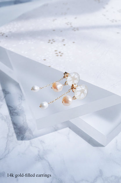 Koharu Earrings -Small Cherry Blossoms (White)-