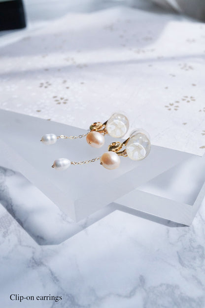 Koharu Earrings -Small Cherry Blossoms (White)-