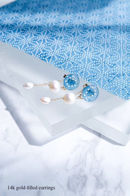 Koharu Earrings -Hemp Leaf (Light Blue)-