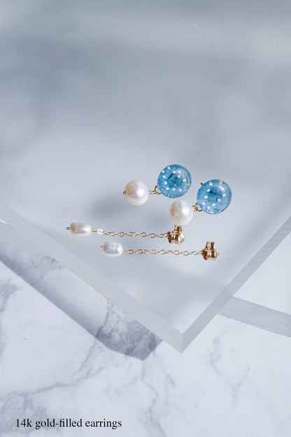 Koharu Earrings -Hemp Leaf (Light Blue)-