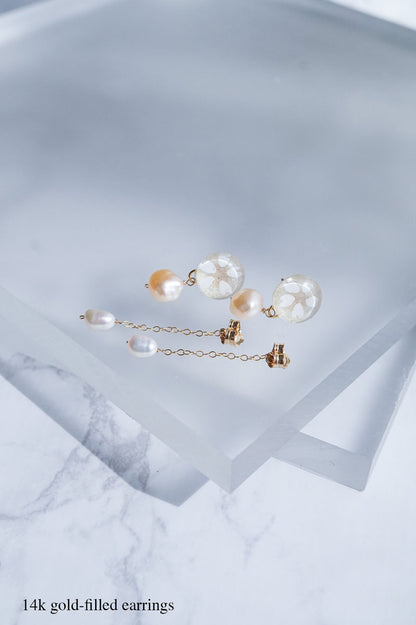 Koharu Earrings -Small Cherry Blossoms (White)-