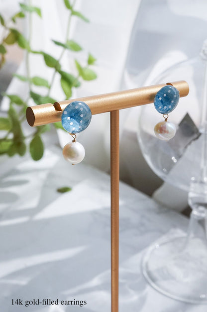 Koharu Earrings -Hemp Leaf (Light Blue)-