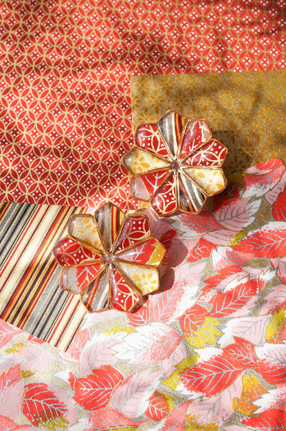 星花のブローチ -茜色-