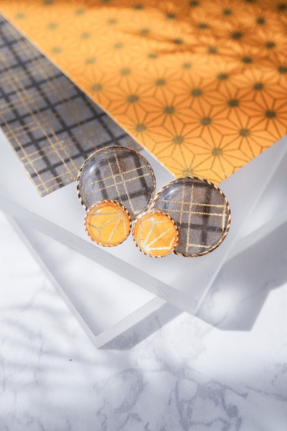 Kumi earrings - Double check pattern -