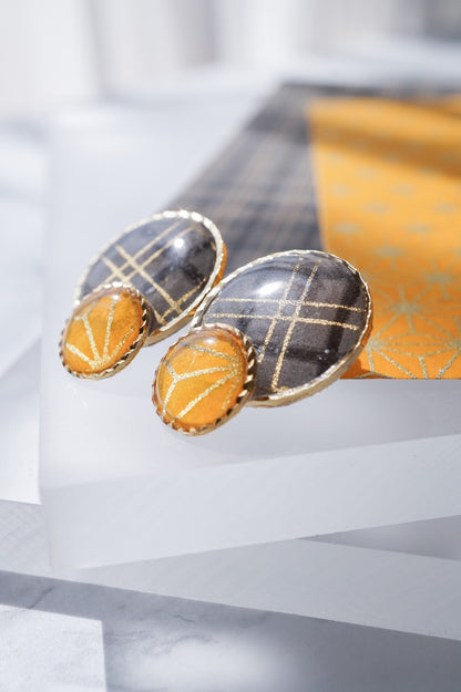 Kumi earrings - Double check pattern -