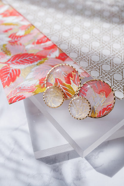 Kumi Earrings -Withered Leaves (Red)-