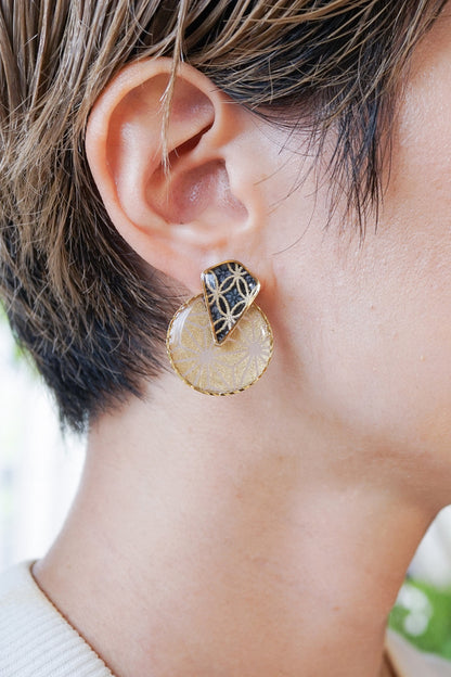 Kumi earrings - Flower Shippo (black) -