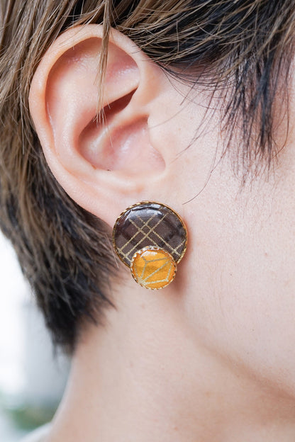 Kumi earrings - Double check pattern -