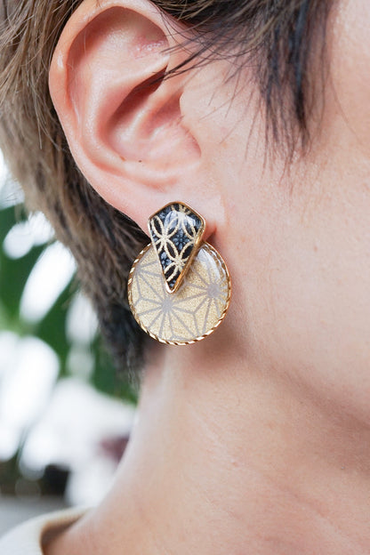 Kumi earrings - Flower Shippo (black) -