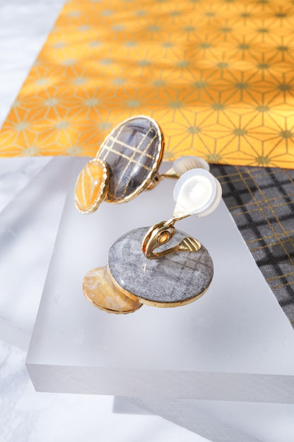 Kumi earrings - Double check pattern -