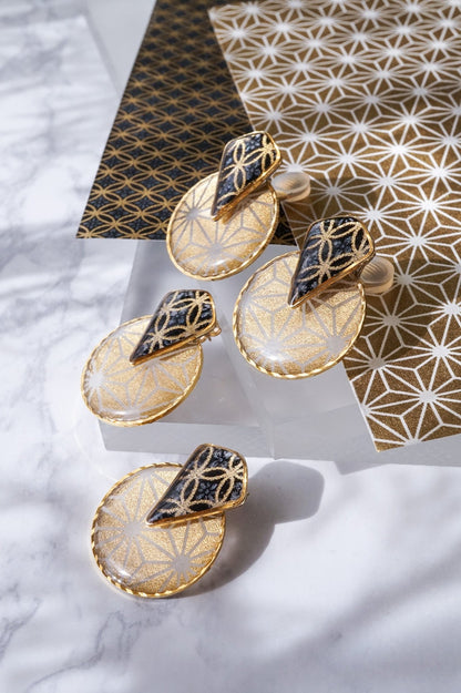 Kumi earrings - Flower Shippo (black) -