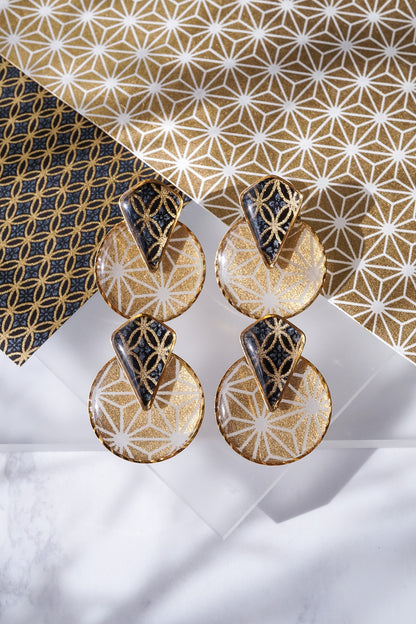 Kumi earrings - Flower Shippo (black) -