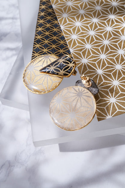 Kumi earrings - Flower Shippo (black) -