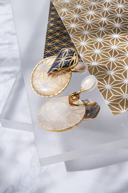 Kumi earrings - Flower Shippo (black) -