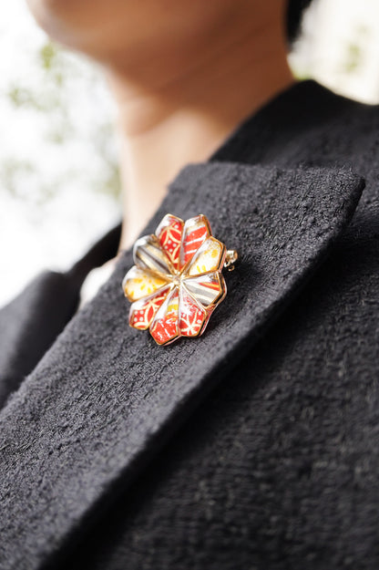 星花のブローチ -茜色-