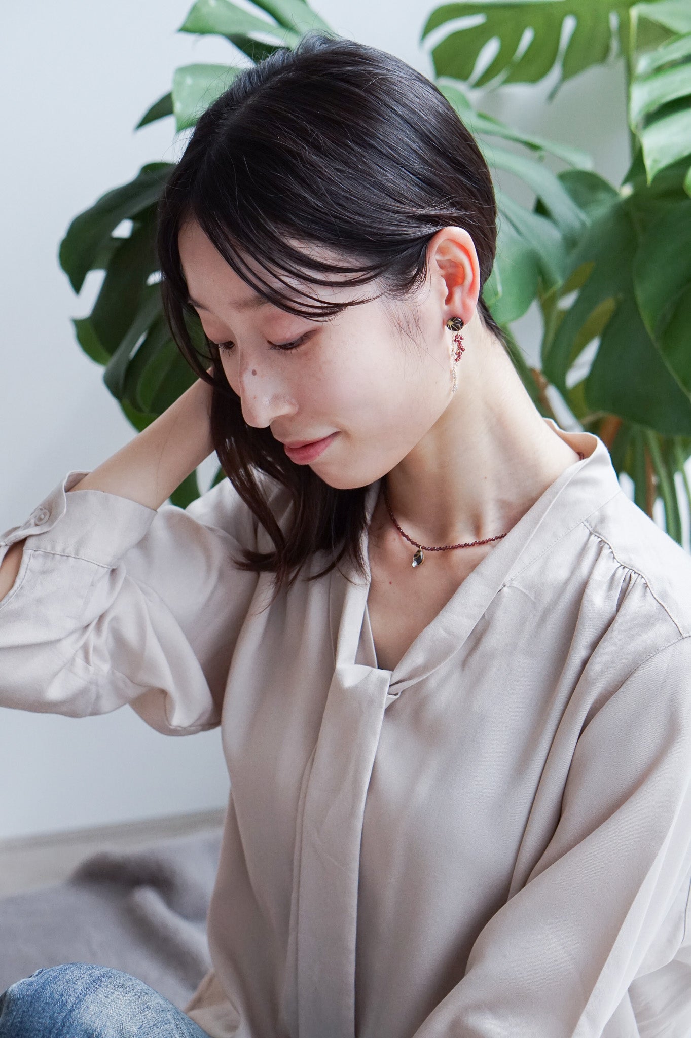 Thaw Necklace -Floral Shippo (Black)-