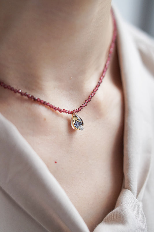 Thaw Necklace -Floral Shippo (Black)-