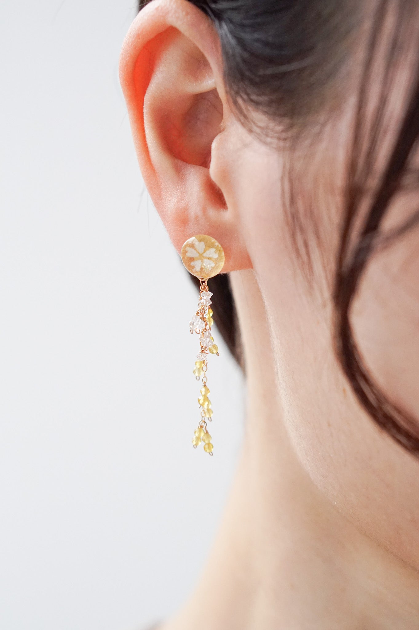 Koyuki earrings - small cherry blossoms (yellow)