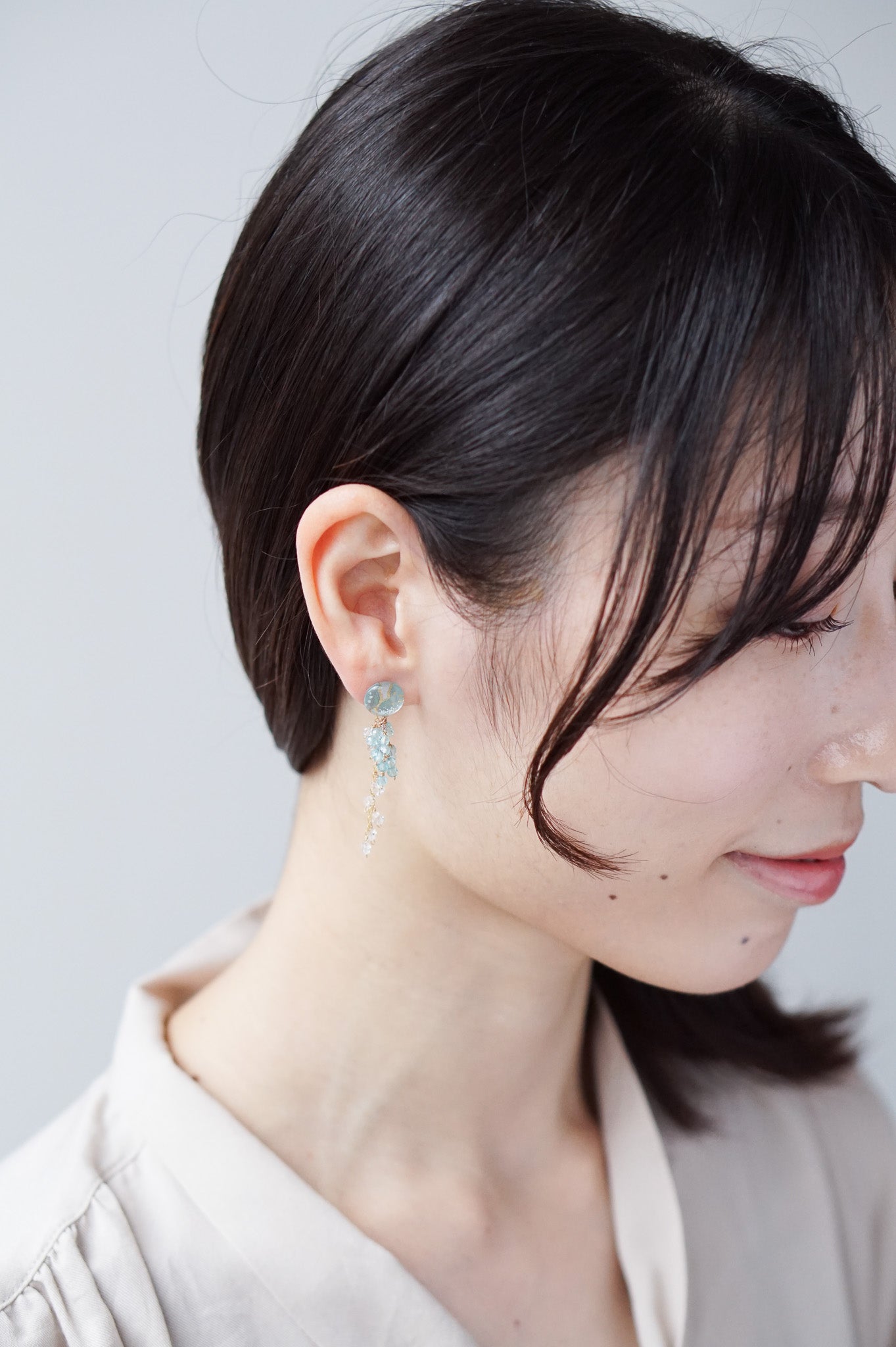 Koyuki earrings - plum (light blue)