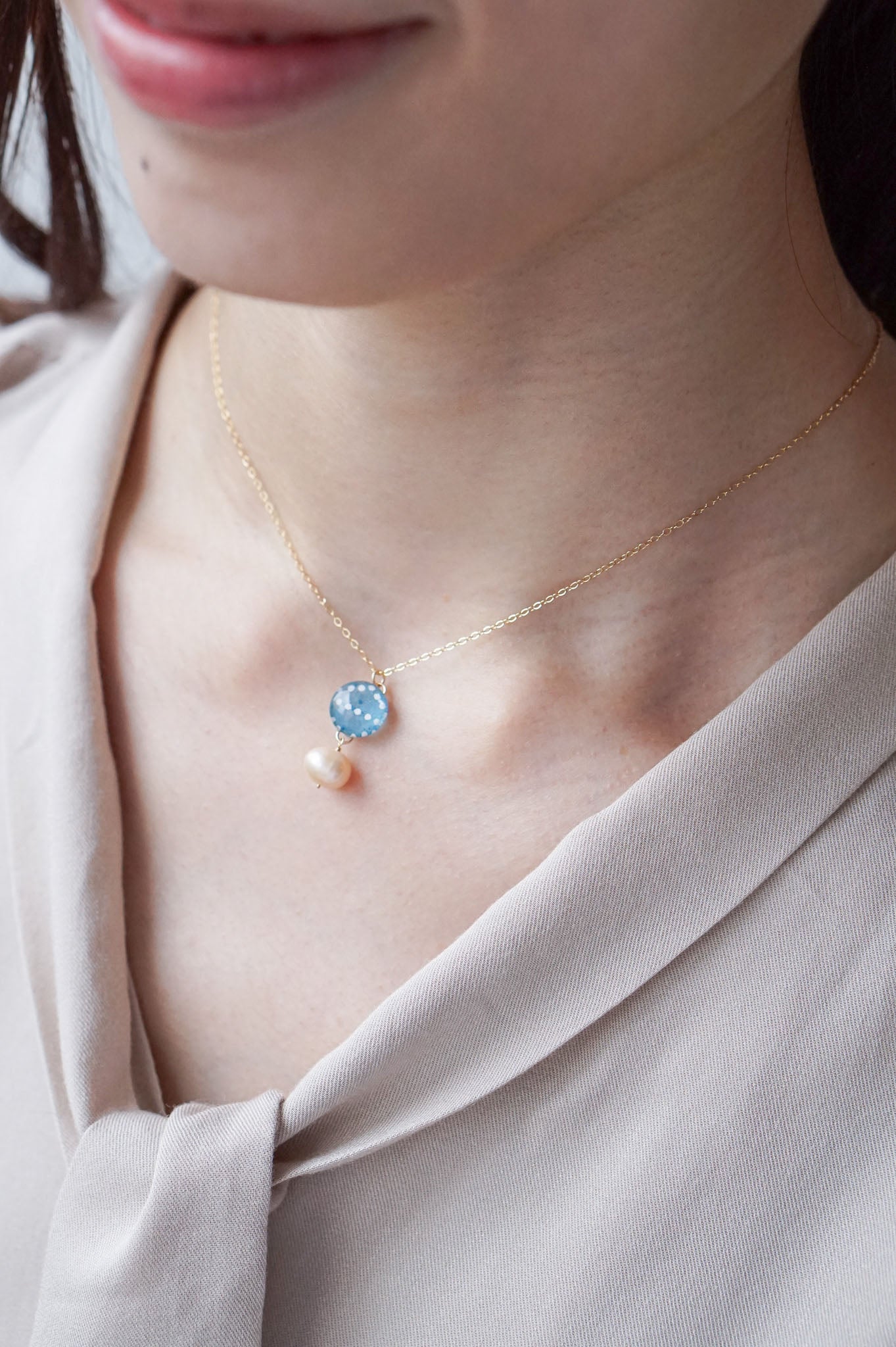 Koharu Necklace -Hemp Leaf (Light Blue)-