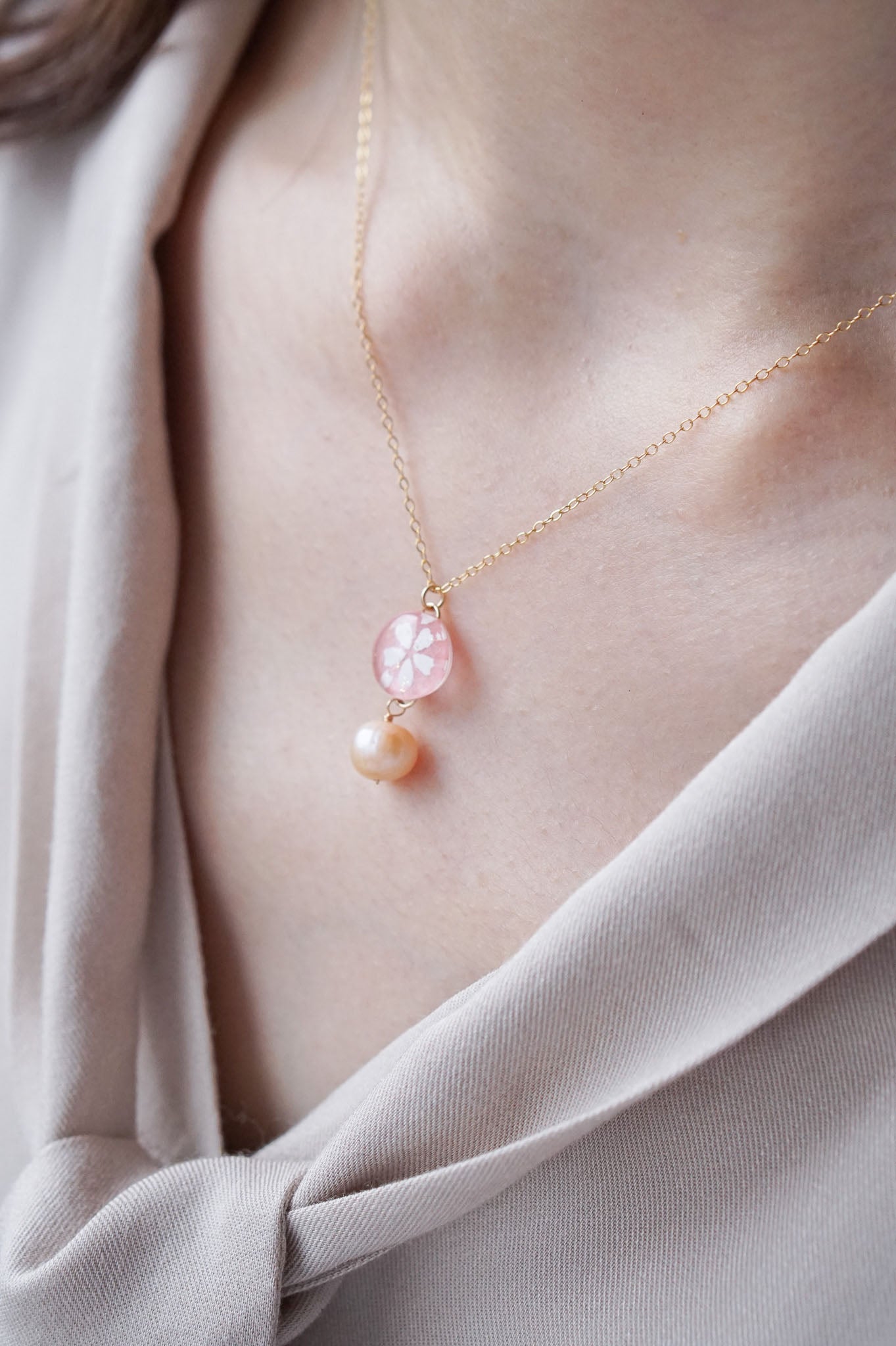 Koharu Necklace -Small Cherry Blossom (Pink)-