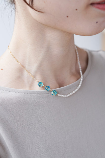Urara Necklace 40cm - Plum Blossom (Turquoise)
